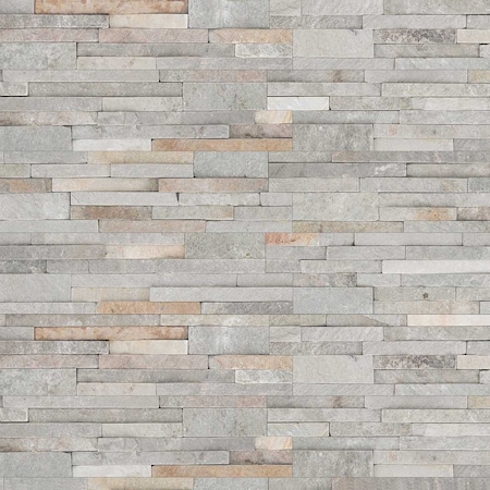 Royal White Splitface Ledger Corner 6 In. X 18 In. Natural Quartzite Wall Tile, 6PK